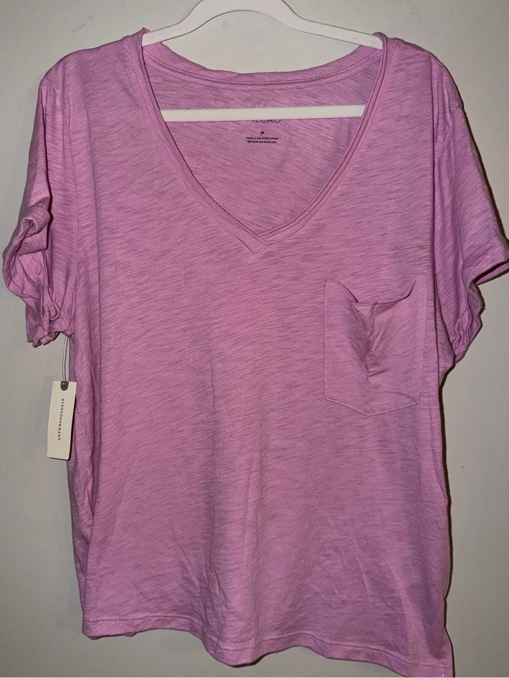 Pilcro Anthropologie Lilac V-Neck Pocket Tee Size M NWT Made in USA
